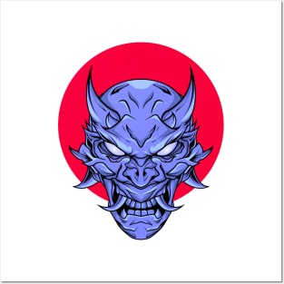 Blue Demonic Mask Posters and Art